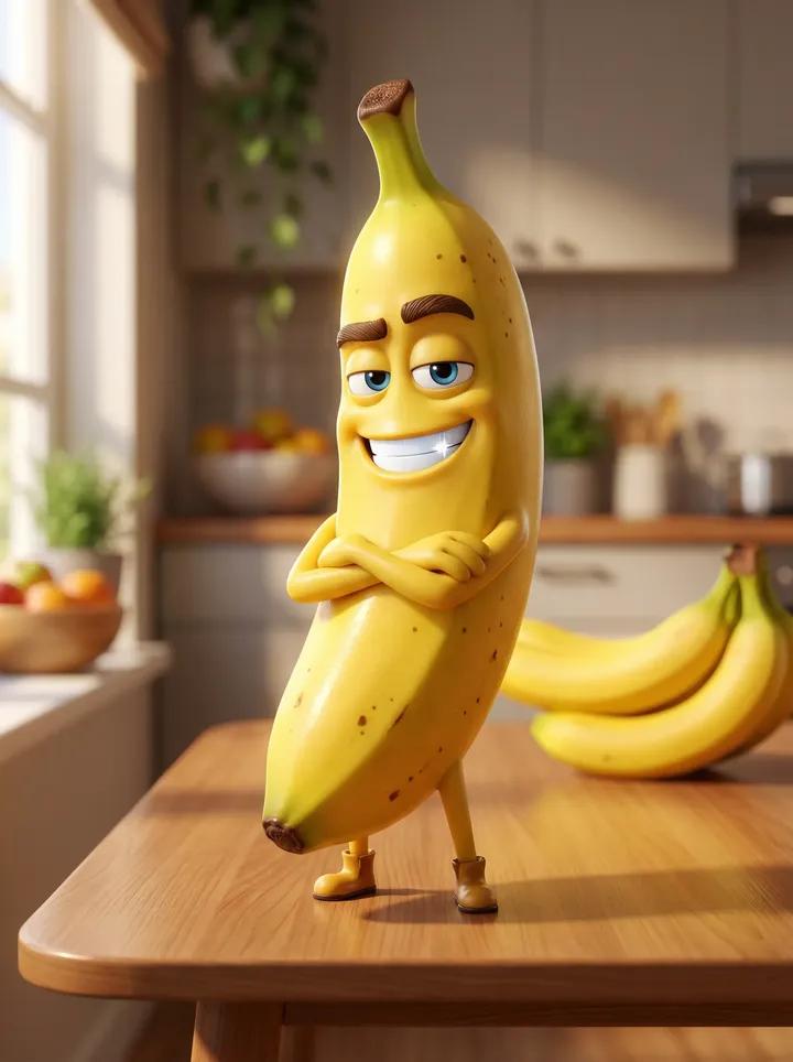 Pixar-Style Banana Character Animation Prompt AI image template preview