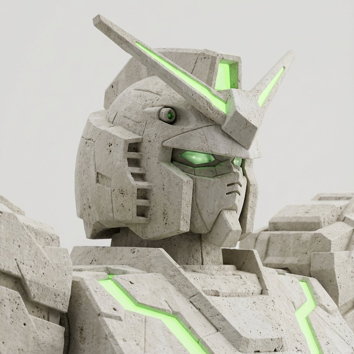 Limestone Sculpture with Neon Glow Prompt AI image template preview