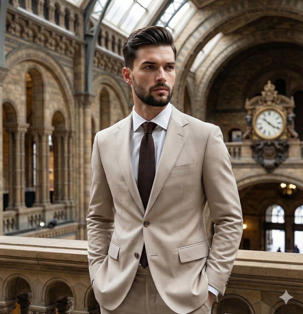 Editorial Portrait with Architectural Framing AI image template preview