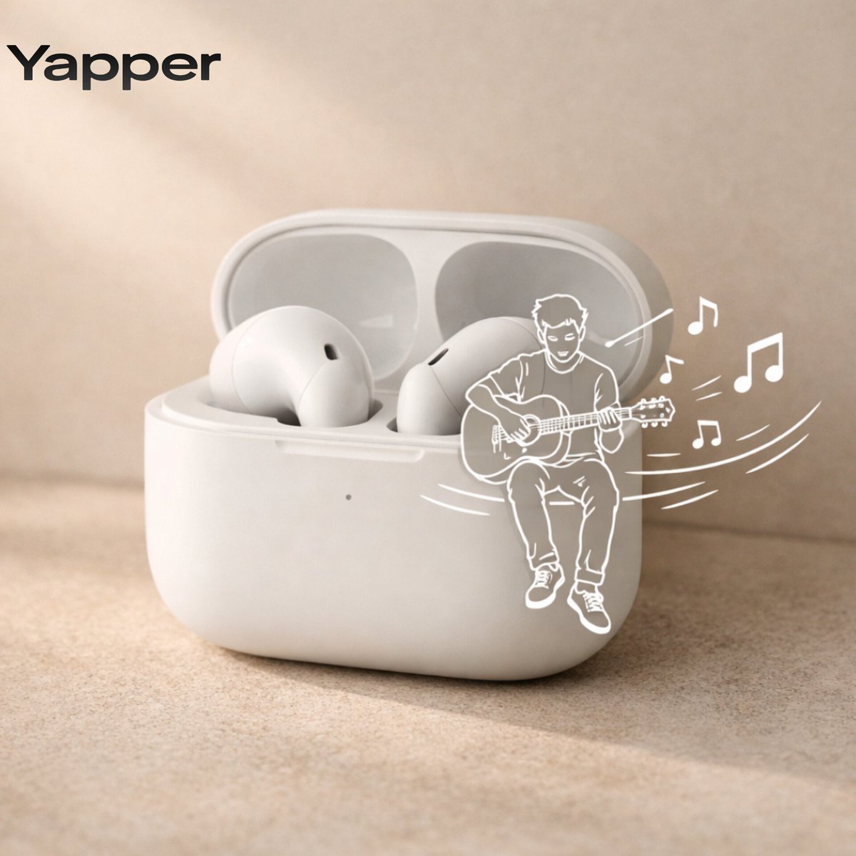 Minimalist Earbuds Product Photography with Line Art AI image template preview