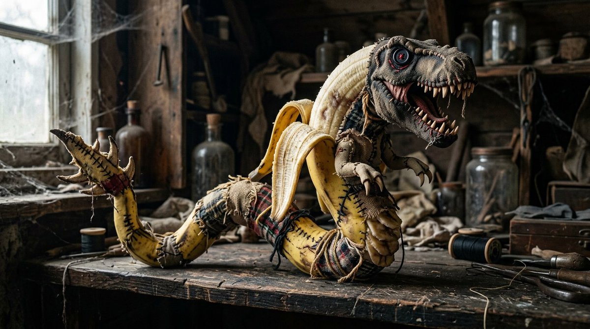 Rag Doll Banana T-Rex Monster AI image template preview