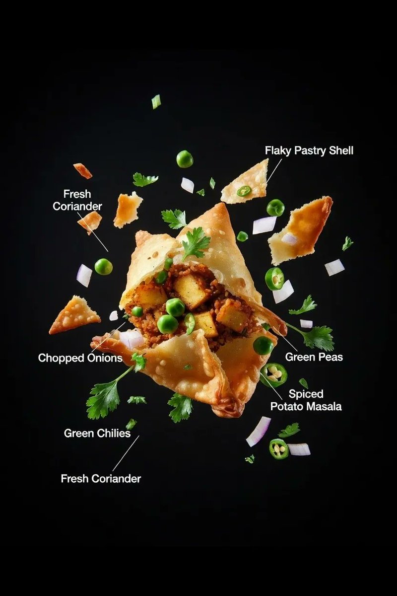 Ultra-realistic Food Advertisement Shot of an Indian Samosa AI image template preview