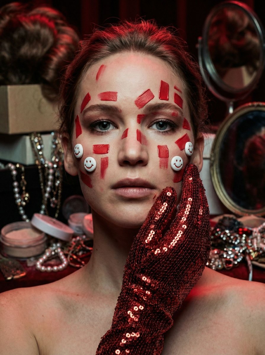 Hyper-Realistic Surrealist Portrait with Crimson Lighting example 2