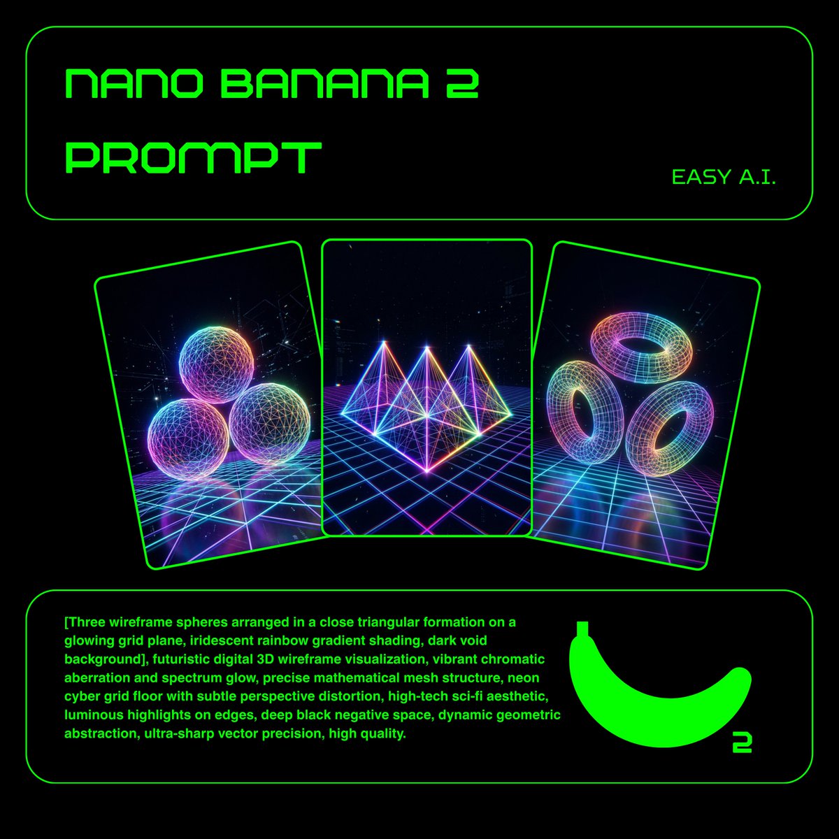 Neon Wireframe 3D Prompt Template AI image template preview