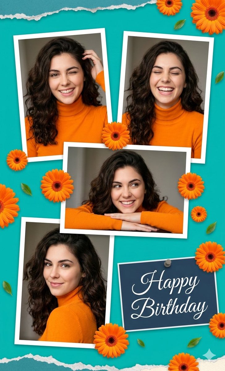 Digital Photo Collage Birthday Poster AI image template preview