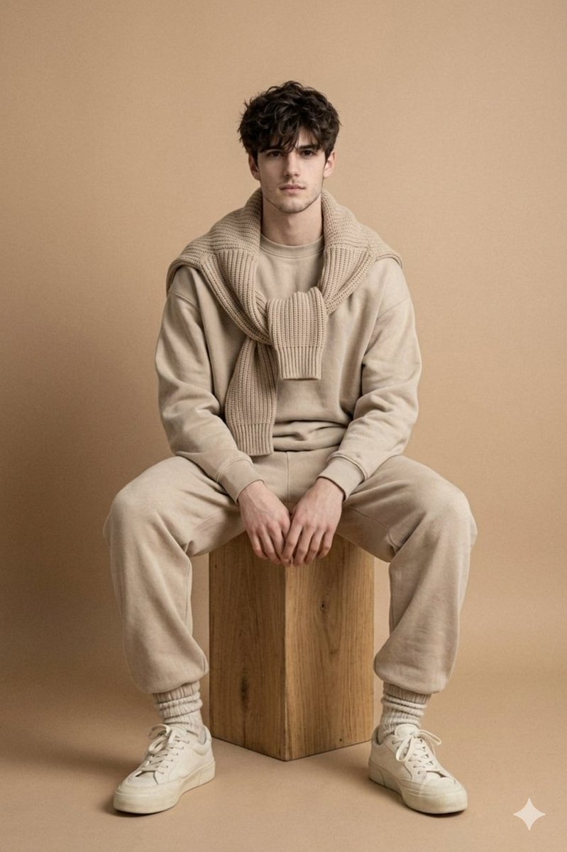 Minimalist Studio Fashion Photo of Young Man AI image template preview
