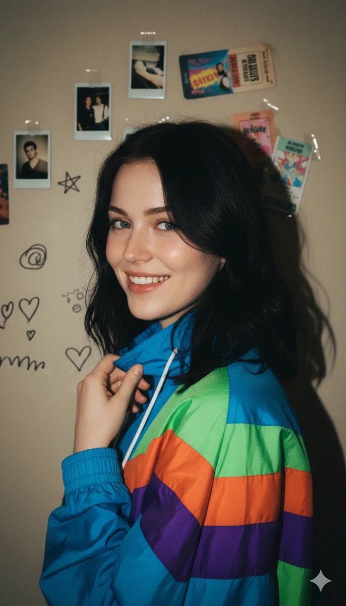 90s Retro Windbreaker Portrait with Harsh Flash (Two Prompts) example 2