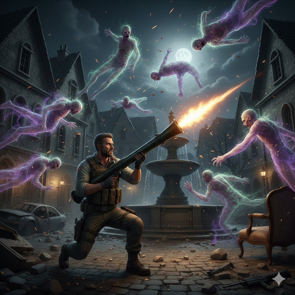 Resident Evil Rocket Launcher with Ethereal Mobs AI image template preview