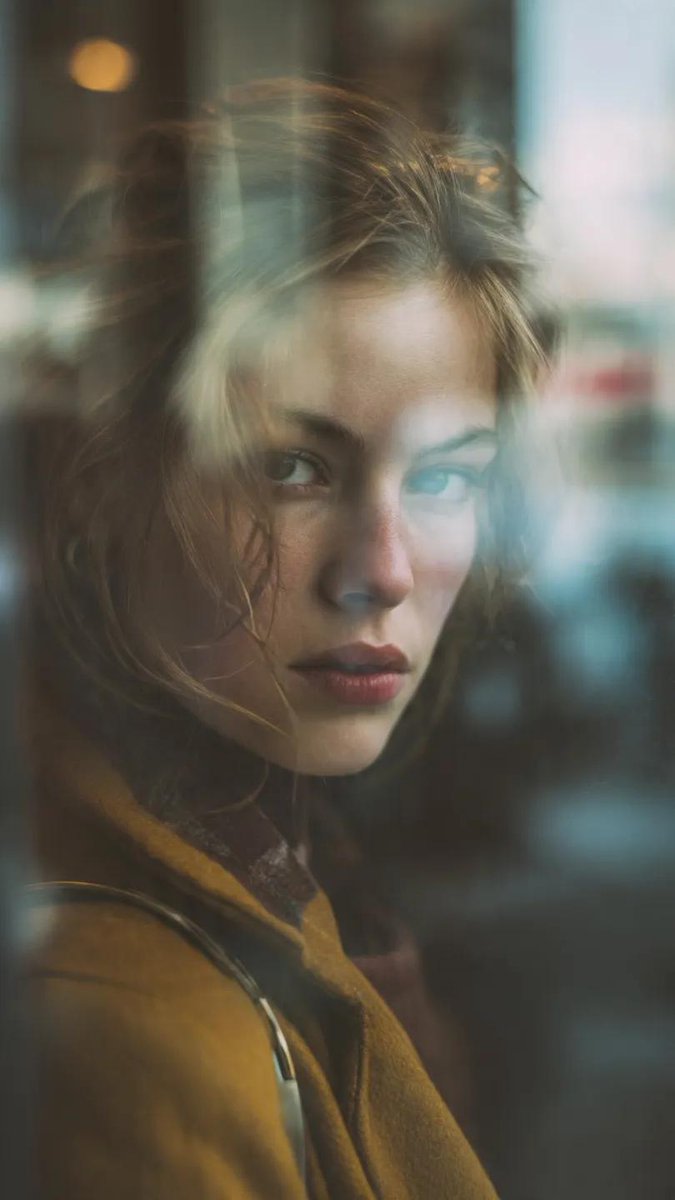 Layered Reflection Portrait Photography Prompt AI image template preview