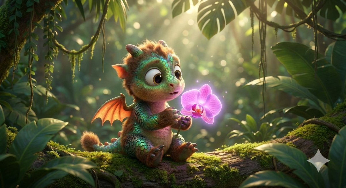 Disney-Pixar Style Hybrid Sloth-Dragon Creature AI image template preview
