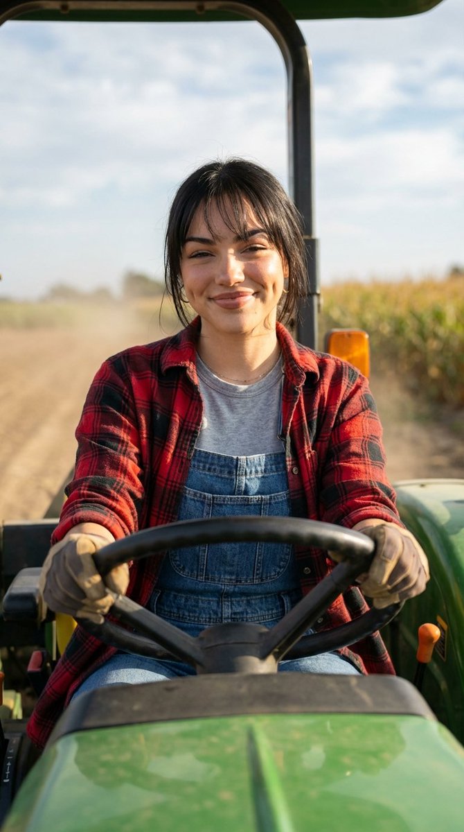 Detailed Character Prompt: Young Woman Driving a Tractor example 1
