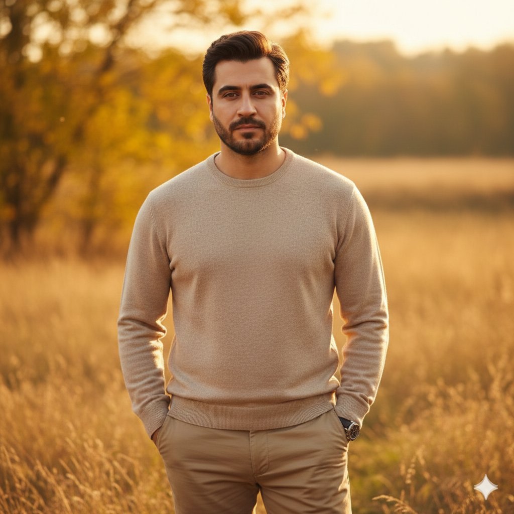 Golden Hour Fashion Portrait of a South Asian Man AI image template preview