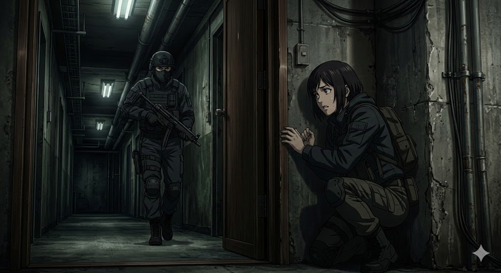 Anime Stealth Scene with Keystoning Angle AI image template preview