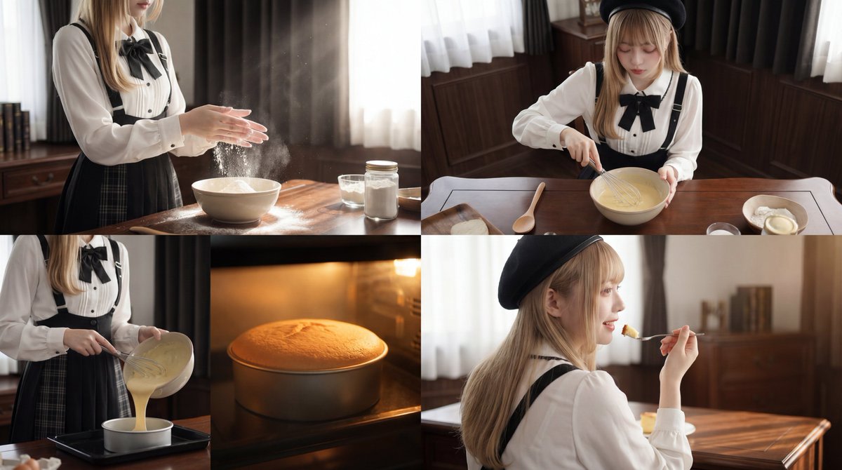 Cinematic Cake Making Process Video Prompt AI image template preview