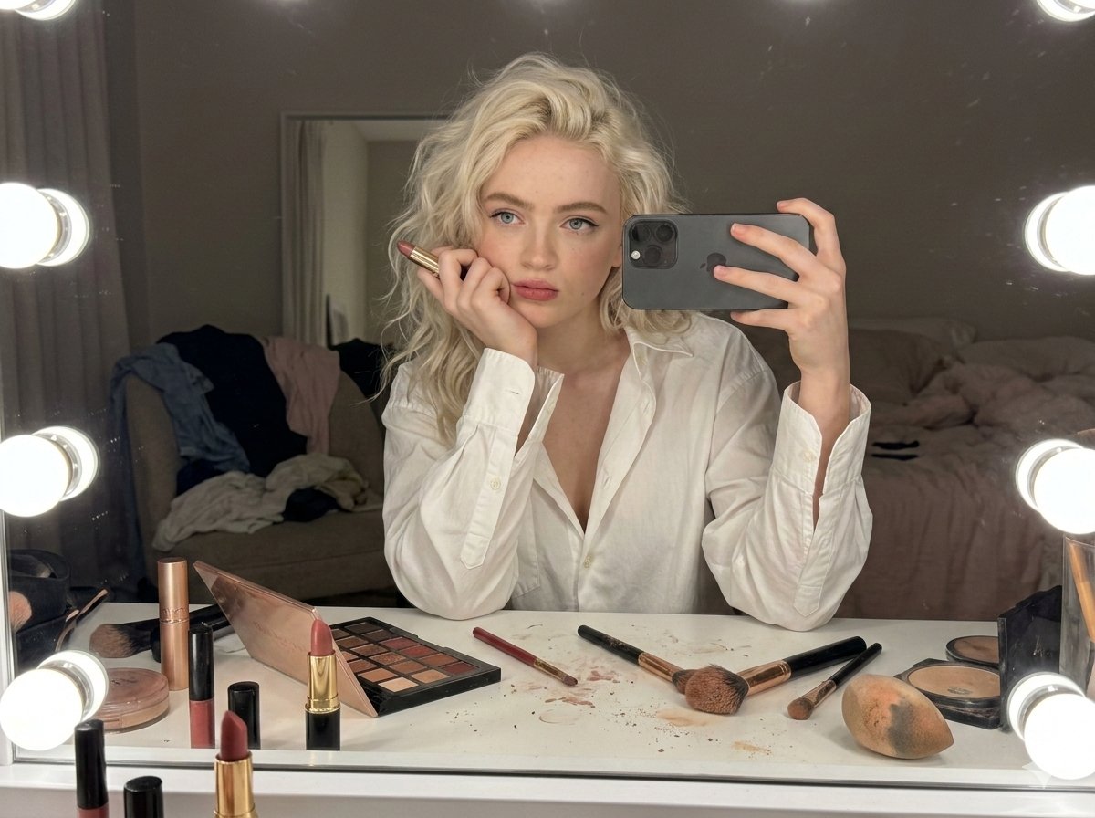 Raw iPhone Candid Vanity Mirror Selfie example 2