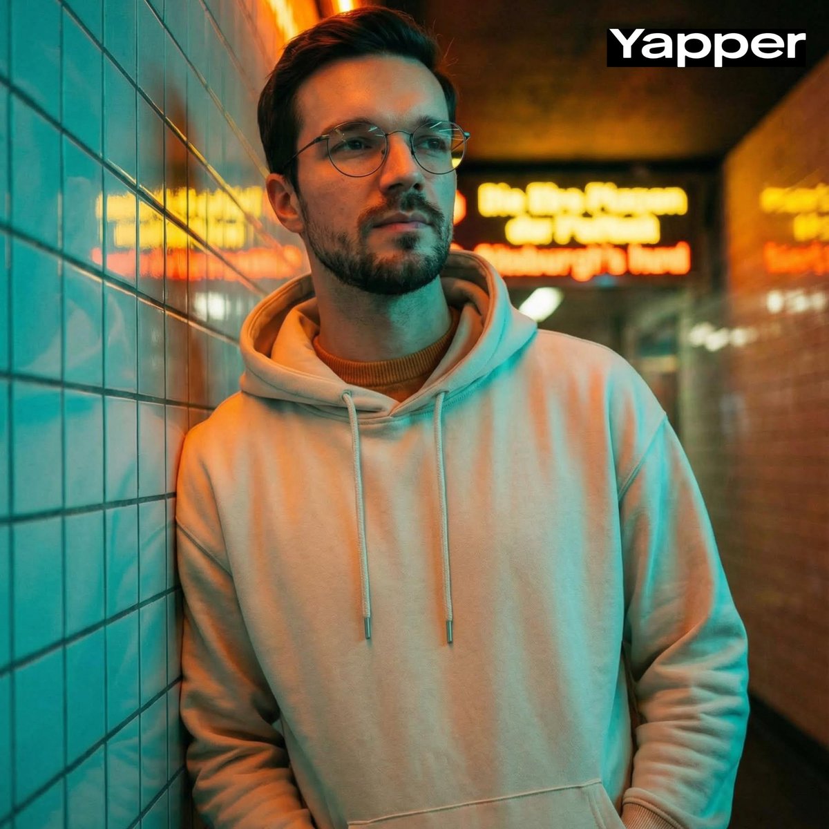 Cinematic Urban Streetwear Portrait with Neon Lighting AI image template preview