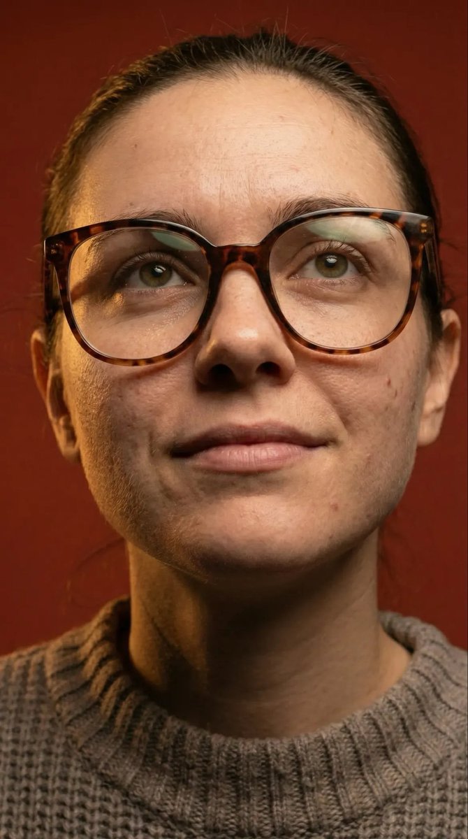 Macro Detail Portrait with Glasses and Skin Texture Prompt AI image template preview