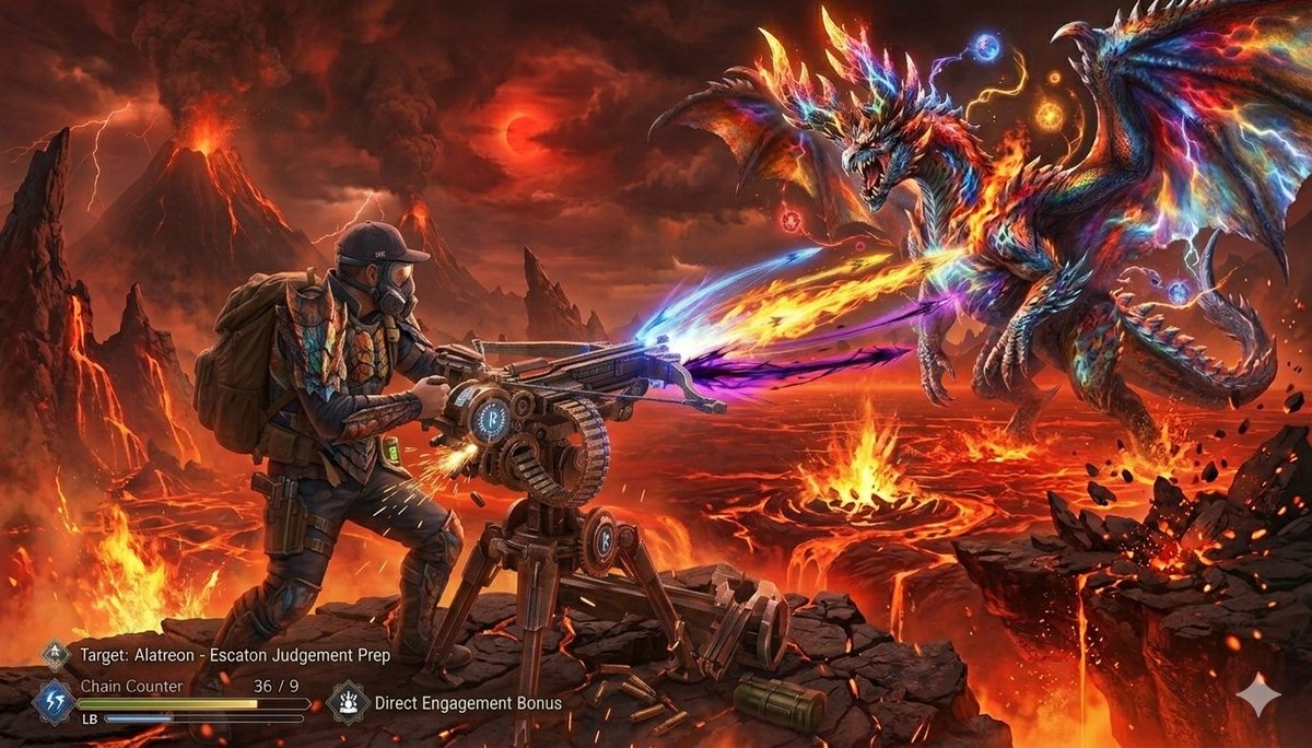 Monster Hunter Alatreon Battle Scene AI image template preview
