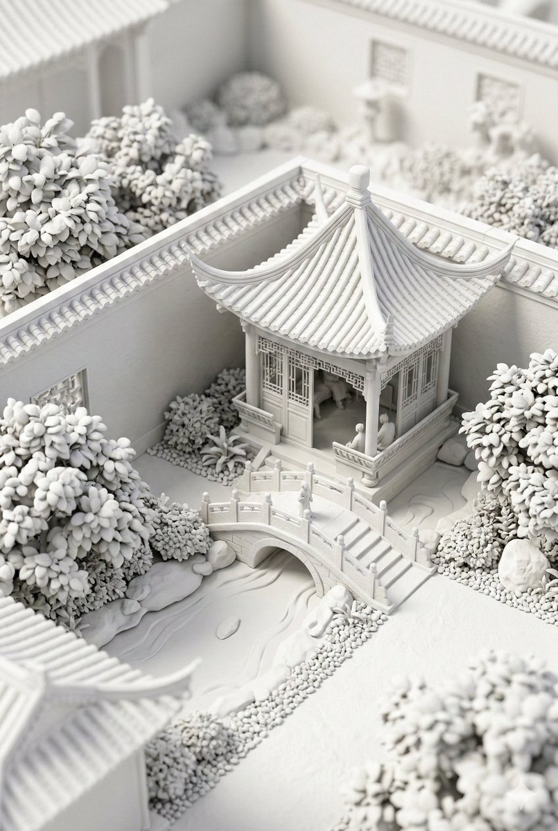 Chinese Garden Clay Render Prompt (Nano Banana 2) AI image template preview
