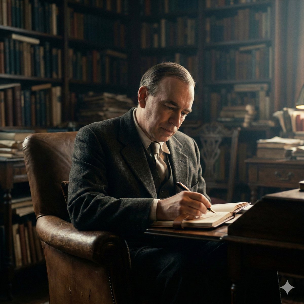 Cinematic Image of Keynes Writing AI image template preview