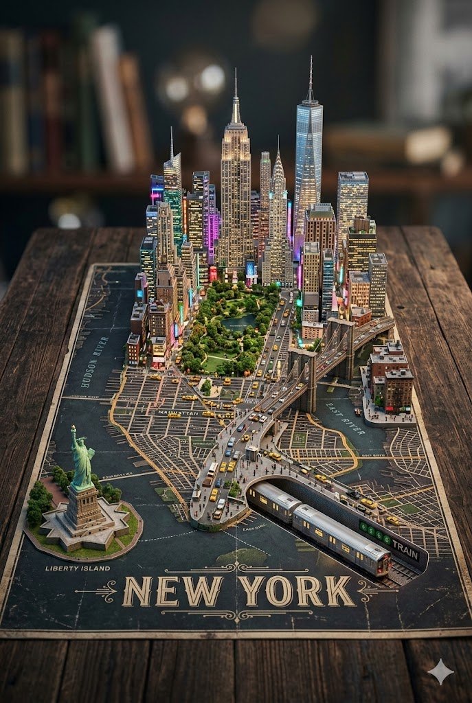3D Miniature New York City Diorama AI image template preview