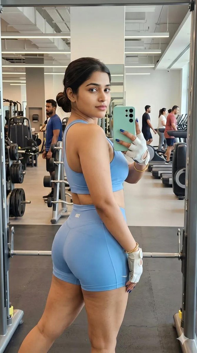 Gym Mirror Selfie Portrait AI image template preview