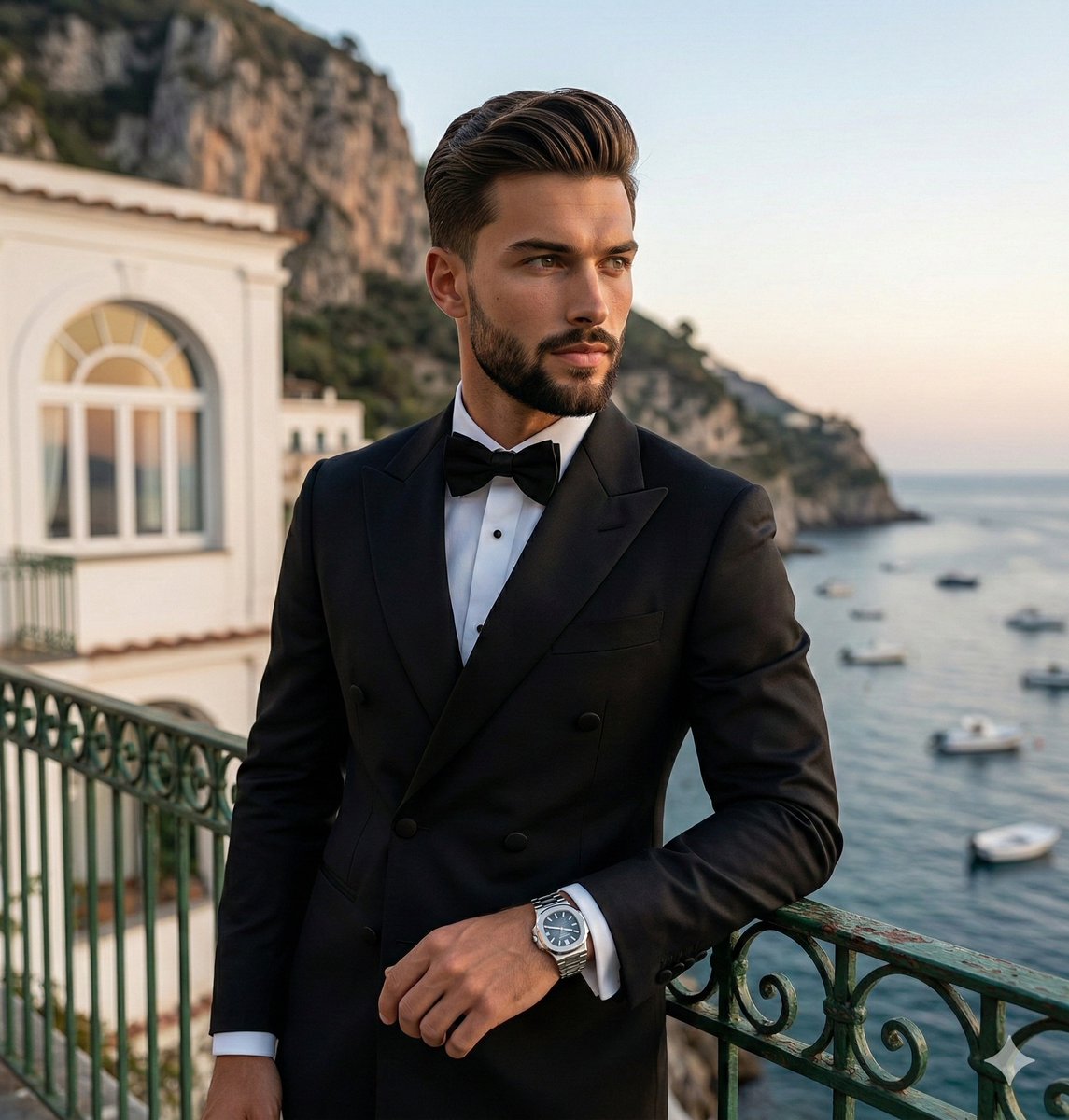 Luxury Lifestyle Portrait at Sunset AI image template preview