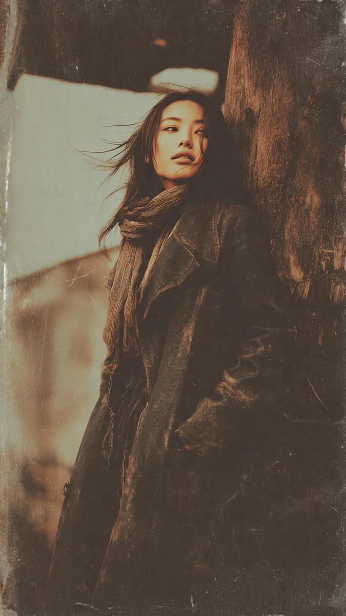 Gritty Grunge Portrait of a Japanese Woman AI image template preview