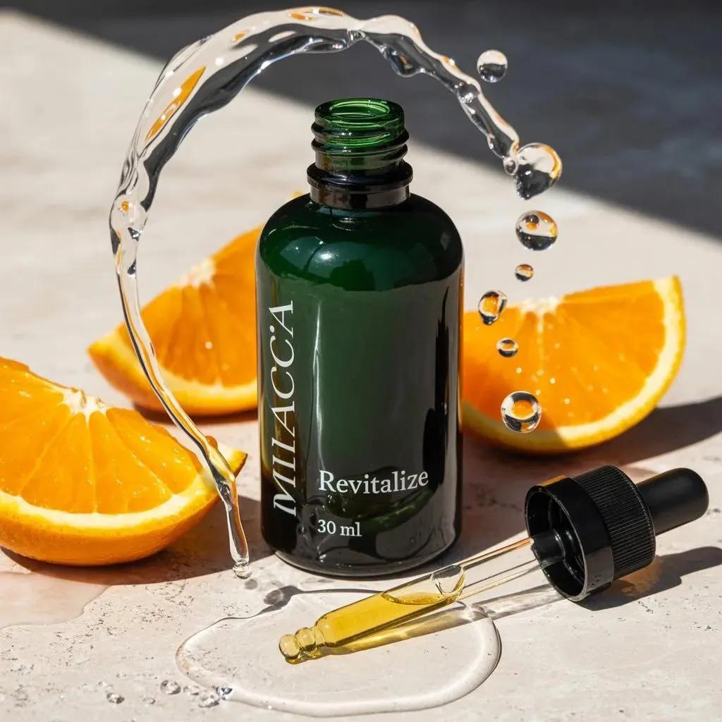 Citrus Skincare Product Macro Photography Prompt AI image template preview