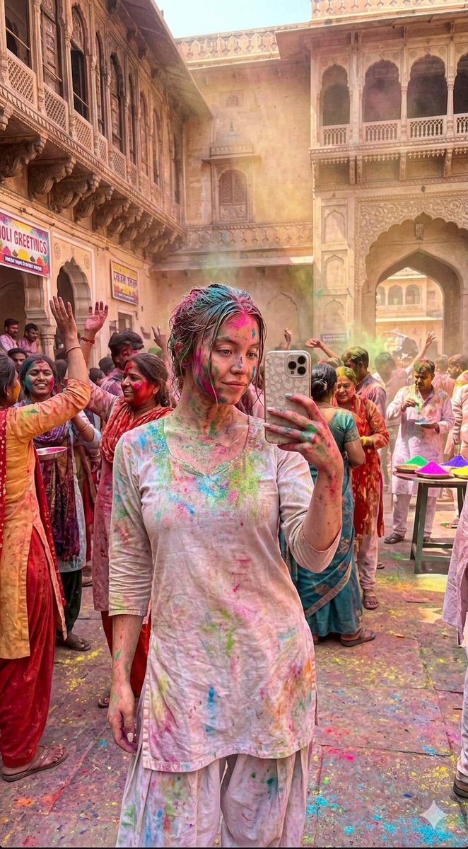 Hyper-Realistic Holi Festival Portrait Prompt AI image template preview