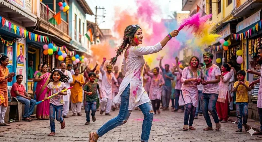 Holi Festival Cinematic Photography Prompt (JSON Format) example 3
