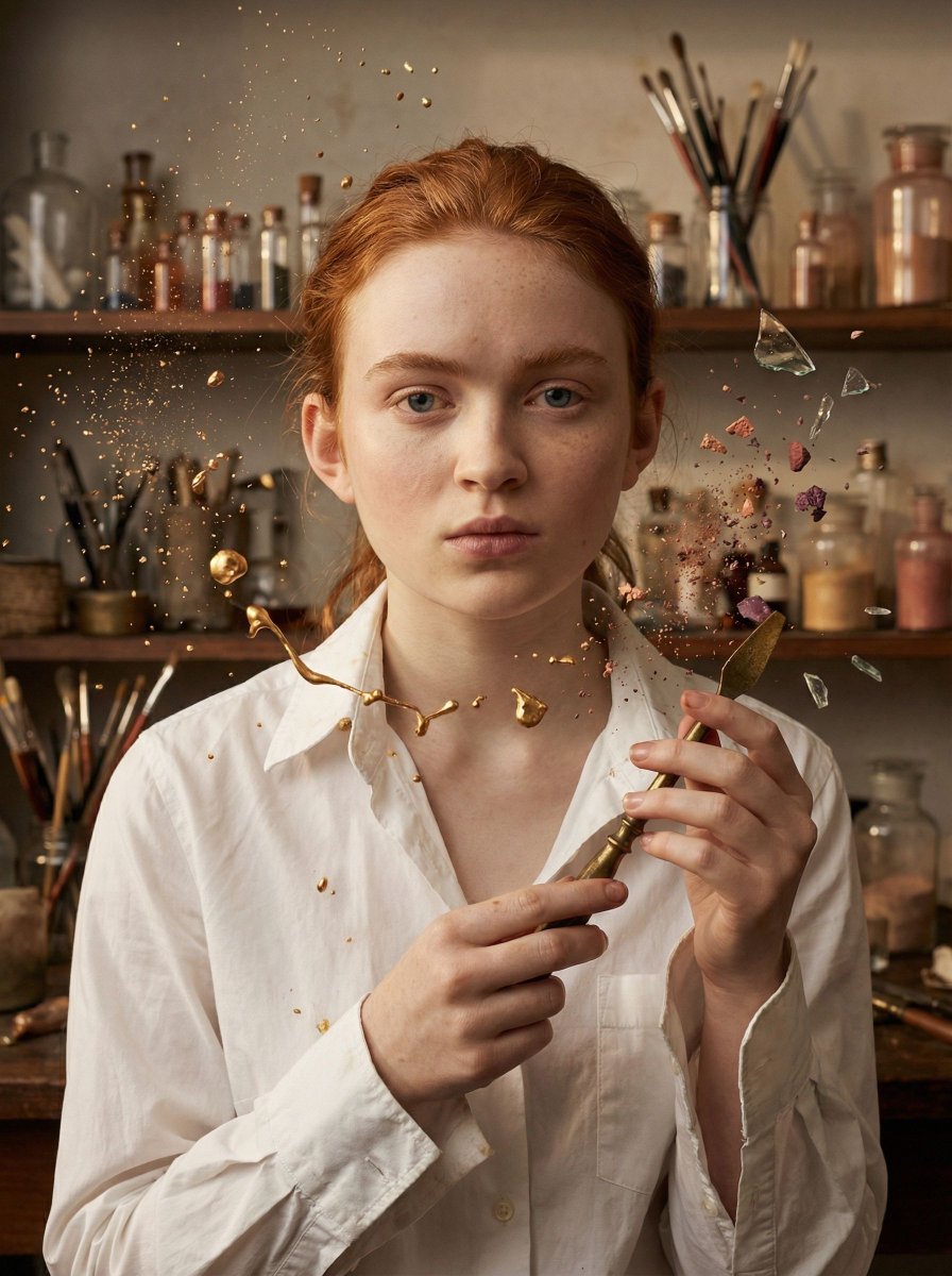 Surreal Cosmetic Alchemist Portrait Prompt AI image template preview