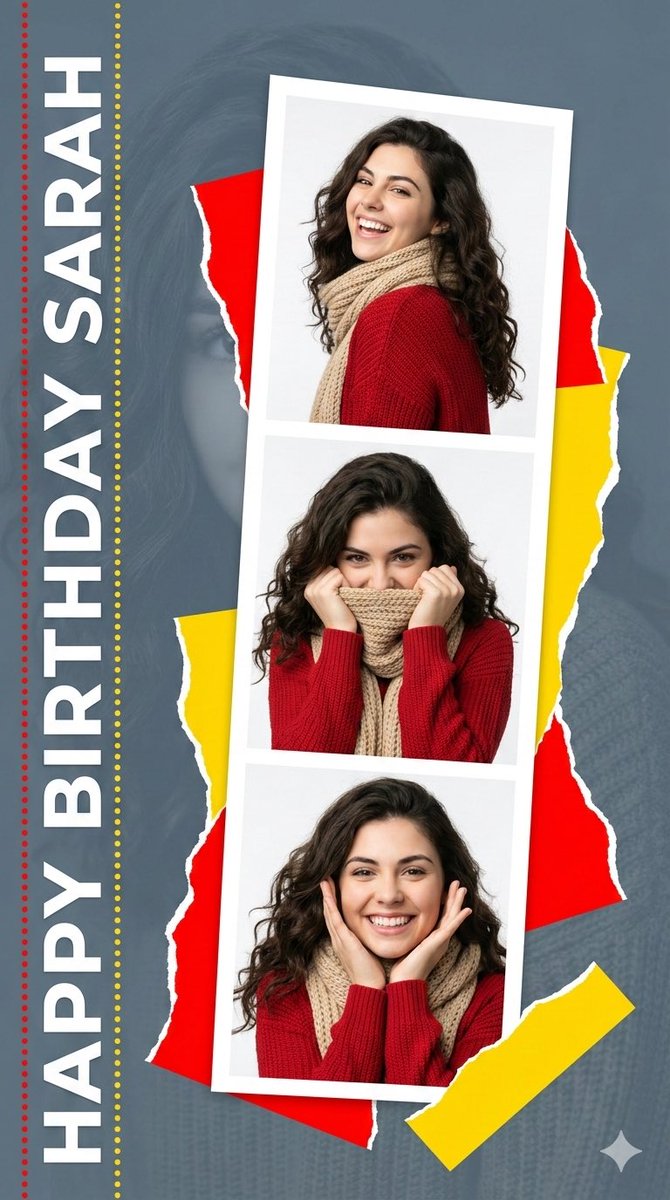 Elegant Graphic Design Birthday Collage AI image template preview
