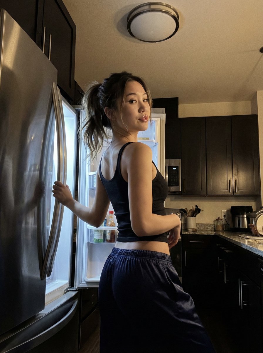 Late Night iPhone Candid in Kitchen AI image template preview
