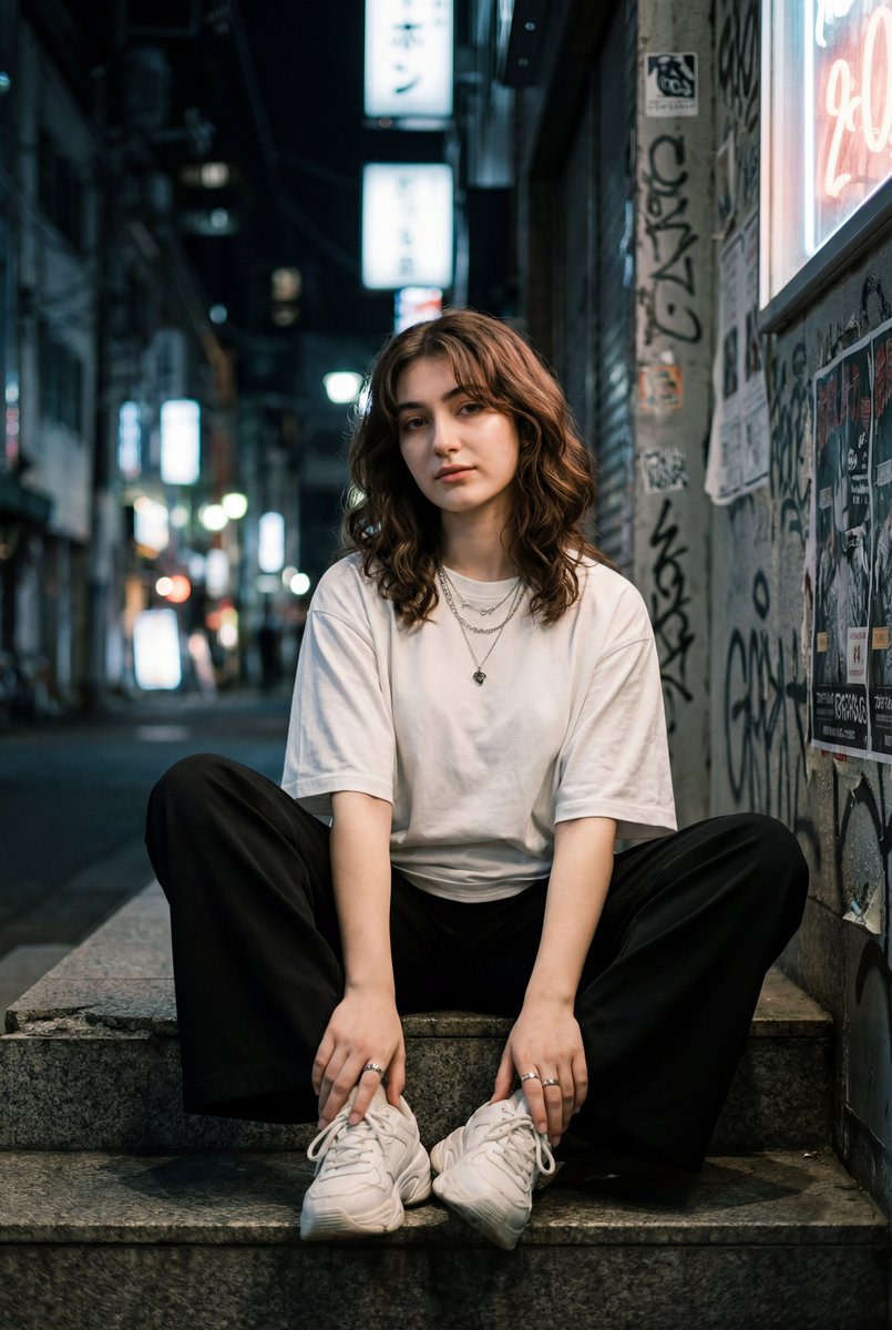 Cinematic Street-Style Portrait Prompt AI image template preview