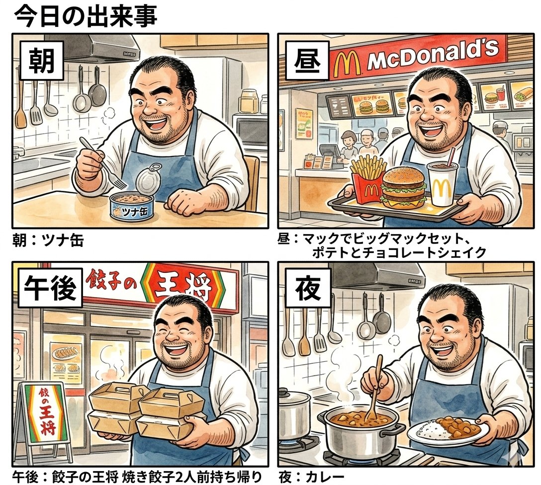 4-Panel Manga Prompt: A Day's Meals AI image template preview