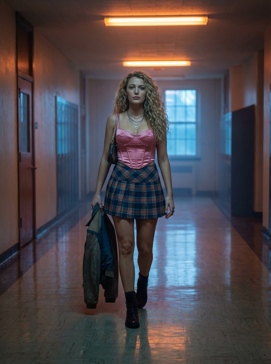 Y2K Schoolgirl Portrait Resembling Blake Lively example 2