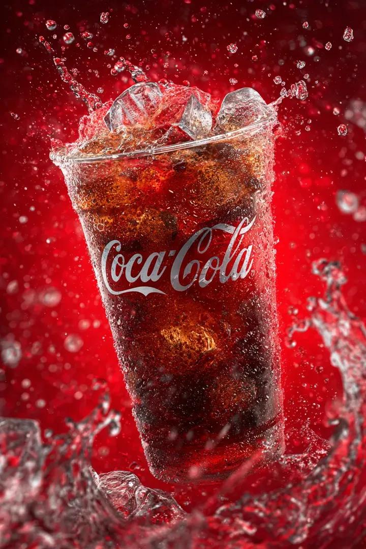 Coca Cola Product Photography with Splashes AI image template preview
