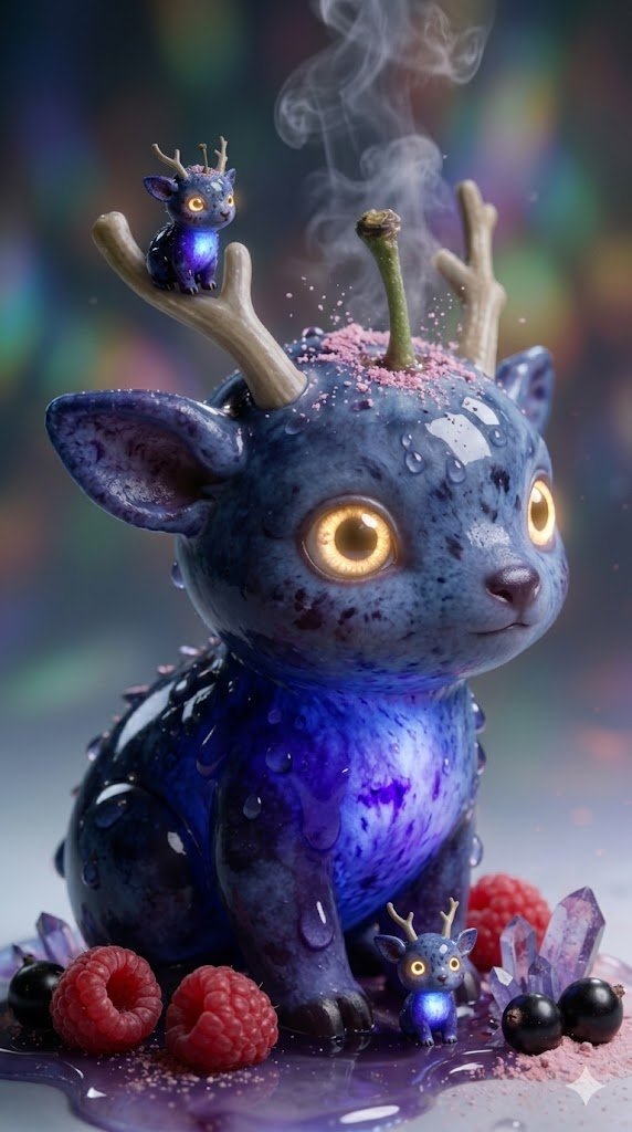 Kawaii Blueberry Fawn Forest Spirit Macro Photo example 2