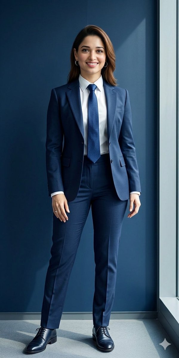 Business Woman in Navy Suit Portrait example 3
