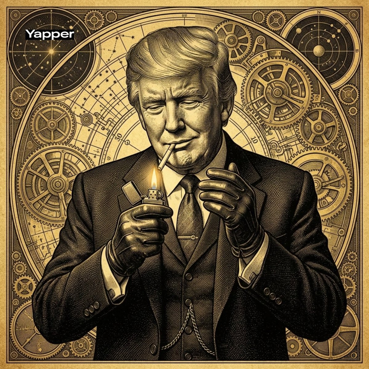 Vintage Engraving of Donald Trump as a Gangster AI image template preview
