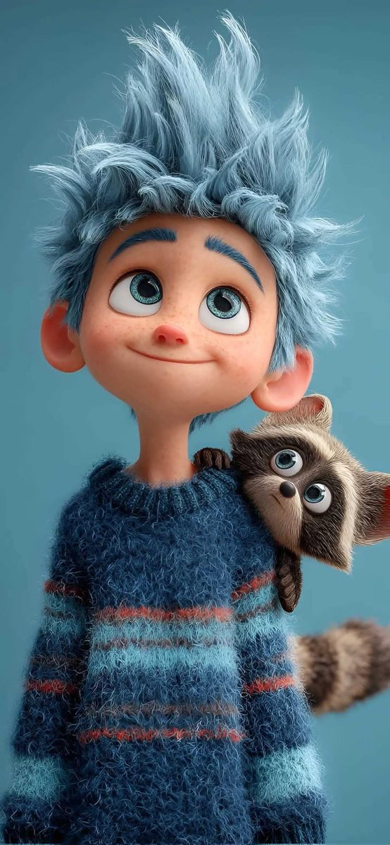 Pixar-Style 3D Animated Child Portrait with Animal AI image template preview
