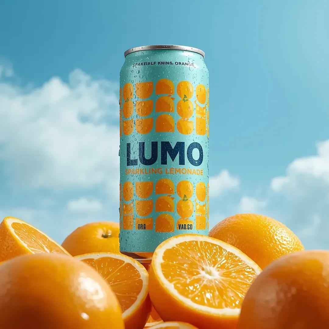 Ultra-Realistic Beverage Advertising Photography (LUMO Soda) AI image template preview