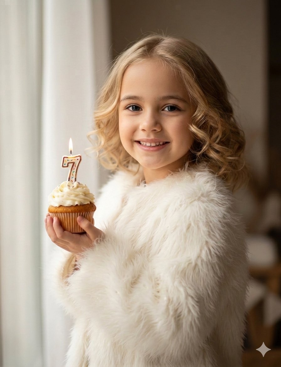 Cozy Children's Birthday Portrait AI image template preview