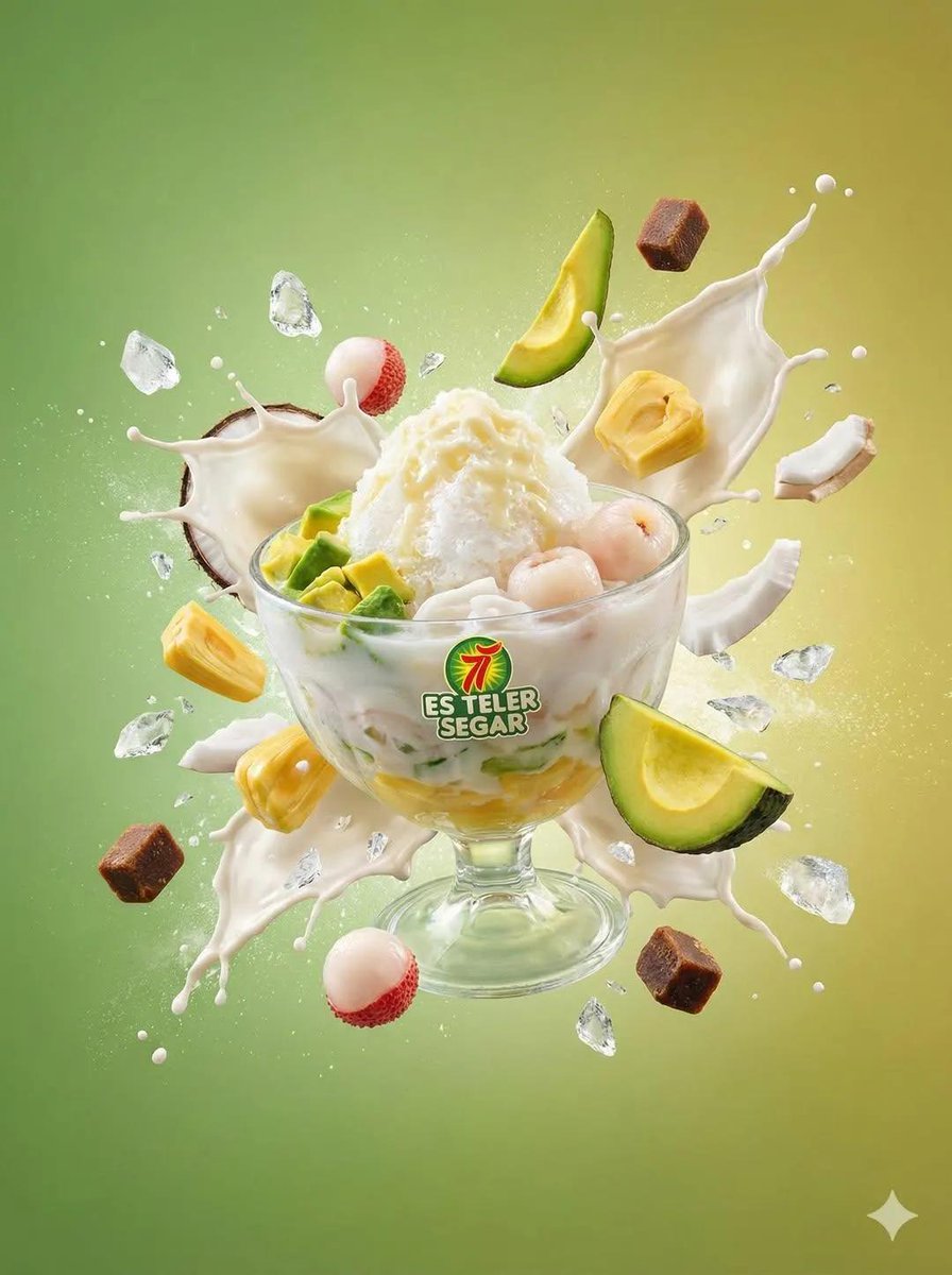Tropical Dessert Product Photography with Milk Splash AI image template preview