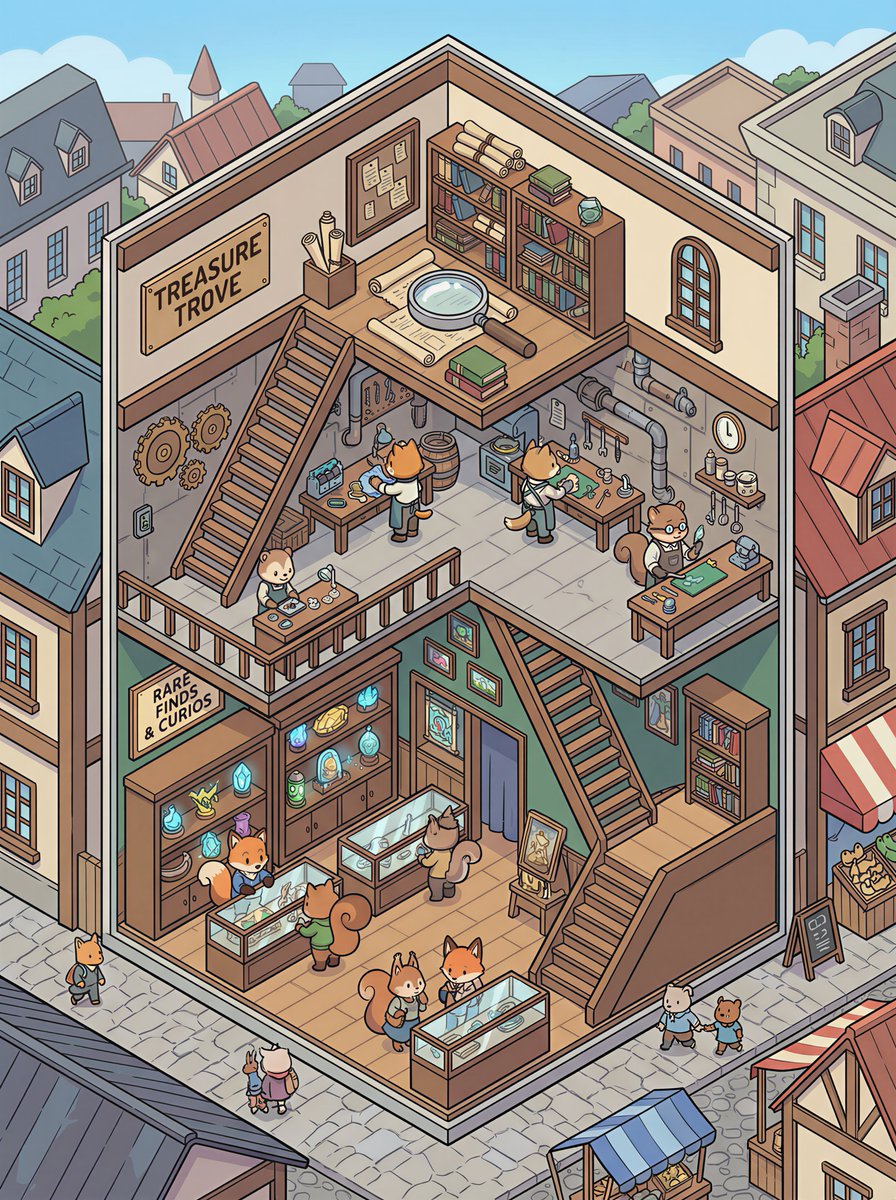 Isometric 2.5D Architectural Slice Illustration of an Animal Community AI image template preview
