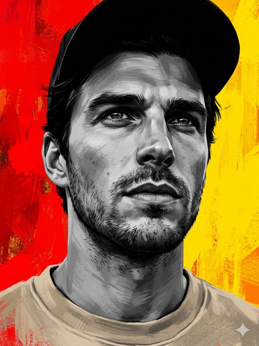Dramatic Grayscale Portrait with Abstract Background AI image template preview