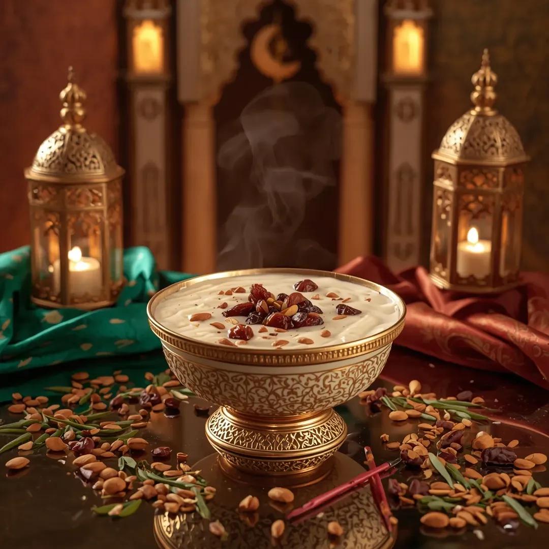 Ultra-Realistic Luxury Sheer Khurma Food Photography AI image template preview