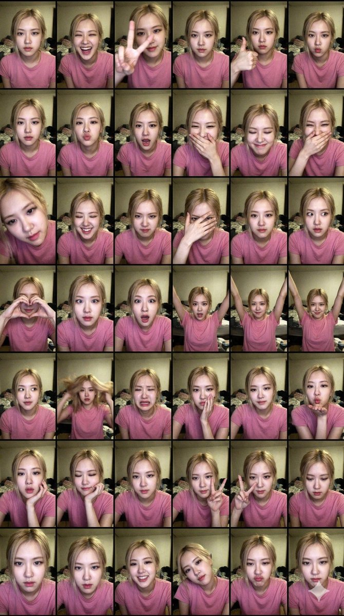 Extreme Lo-Fi Webcam Contact Sheet (Rosé Blackpink) AI image template preview