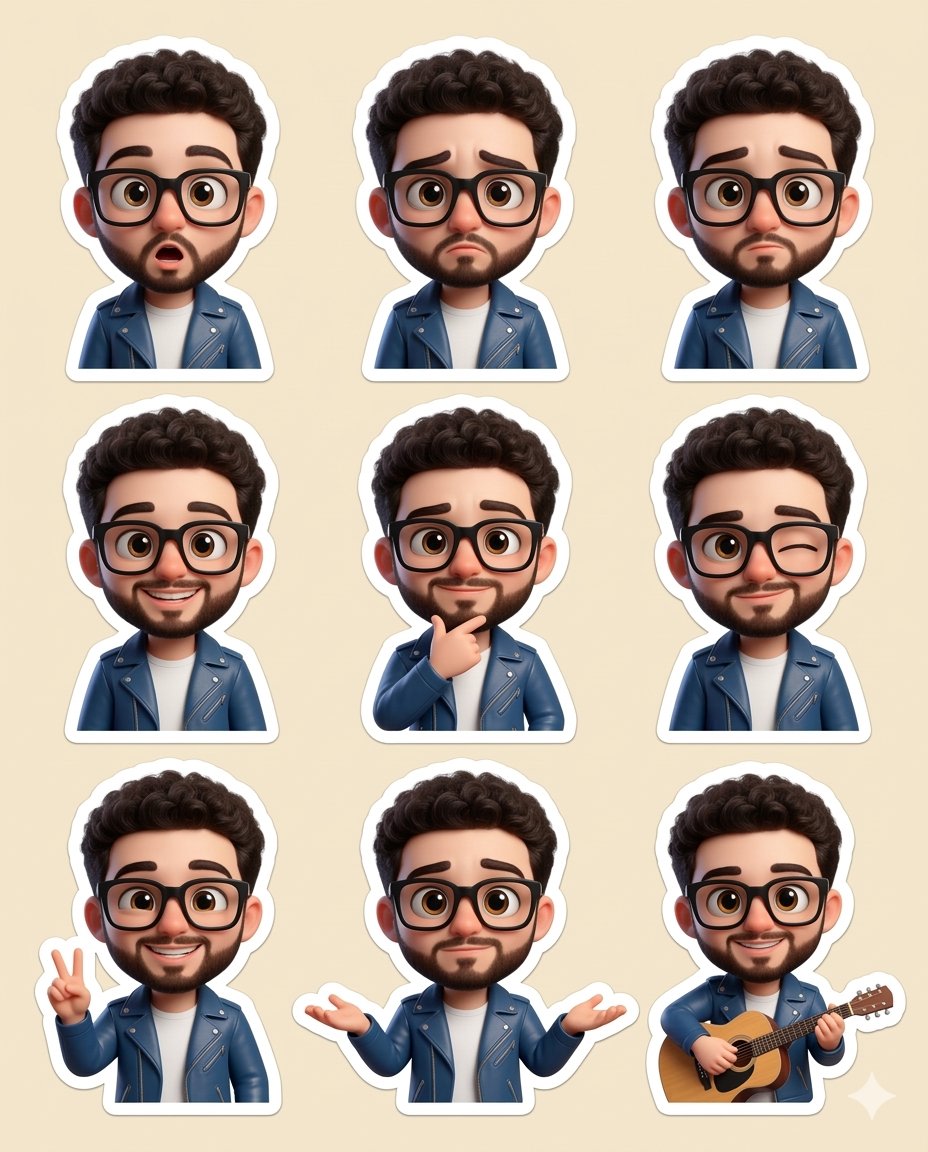 Chibi sticker set prompt for Nano Banana Pro AI image template preview